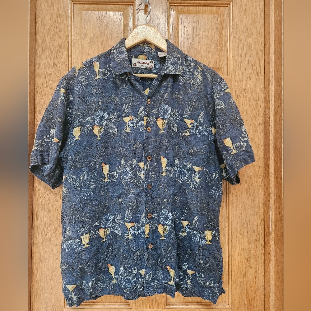 Navy and Yellow Cocktail Print Shirt